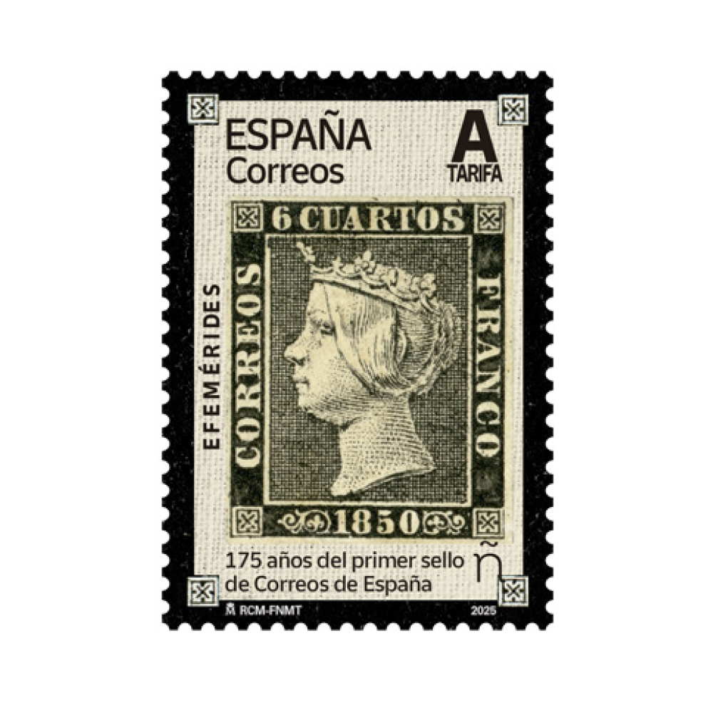 Sello efemérides primer sello de Correos España.