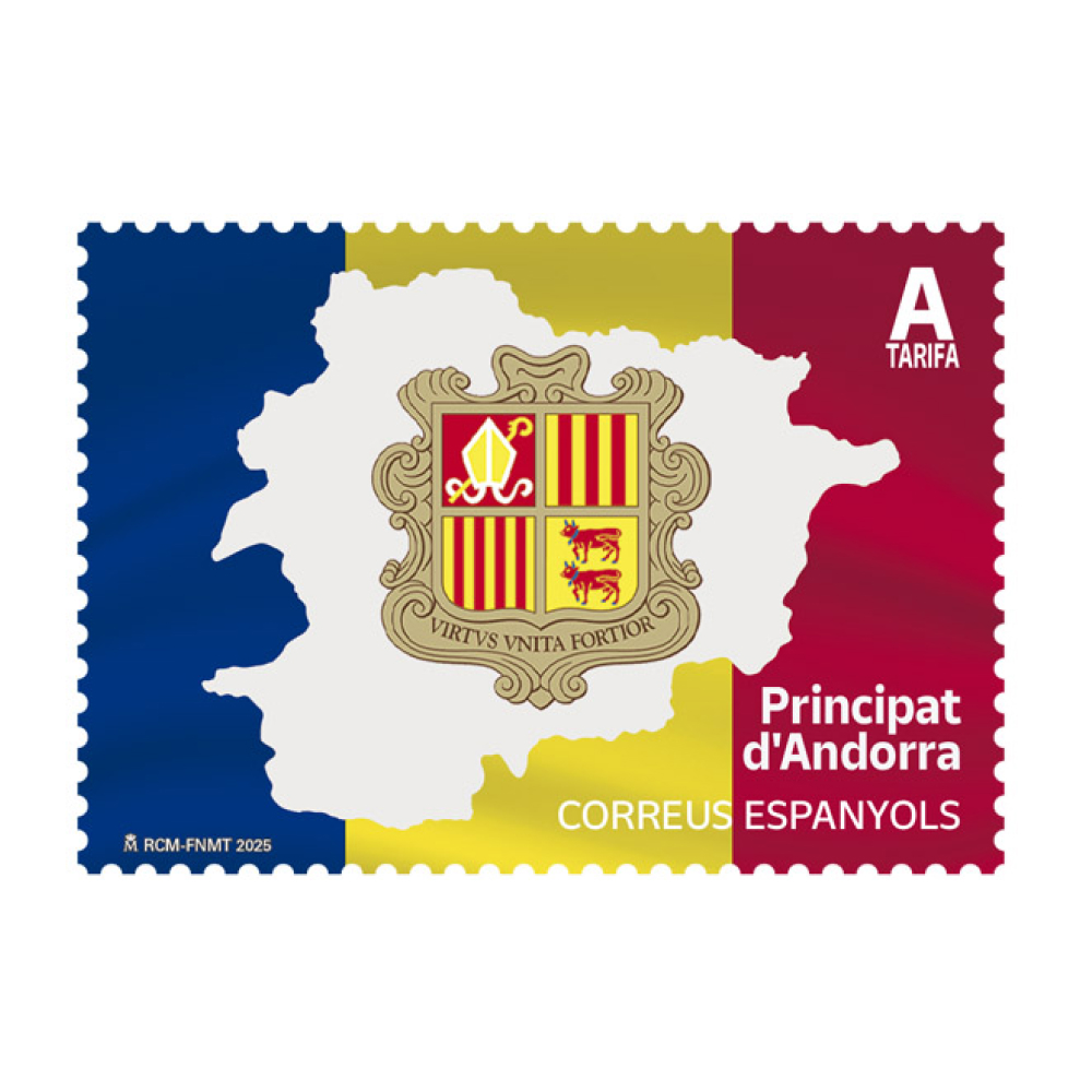 Sello bandera y escudo Andorra