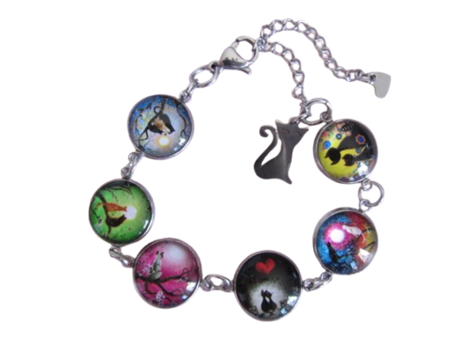 Pulsera de acero inoxidable ''Gatos''
