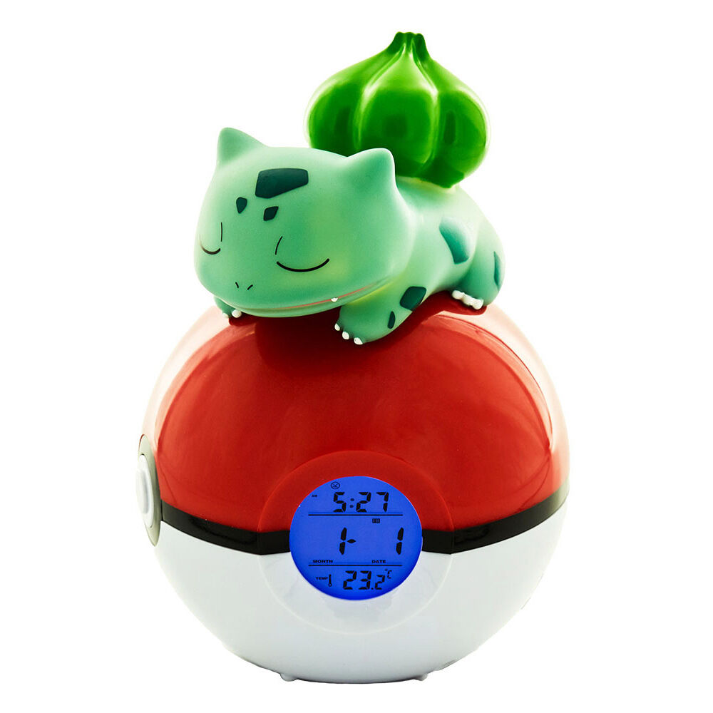 Reloj Despertador Pokemon Bulbasaur Pokeball Lámpara de Punto de Luz