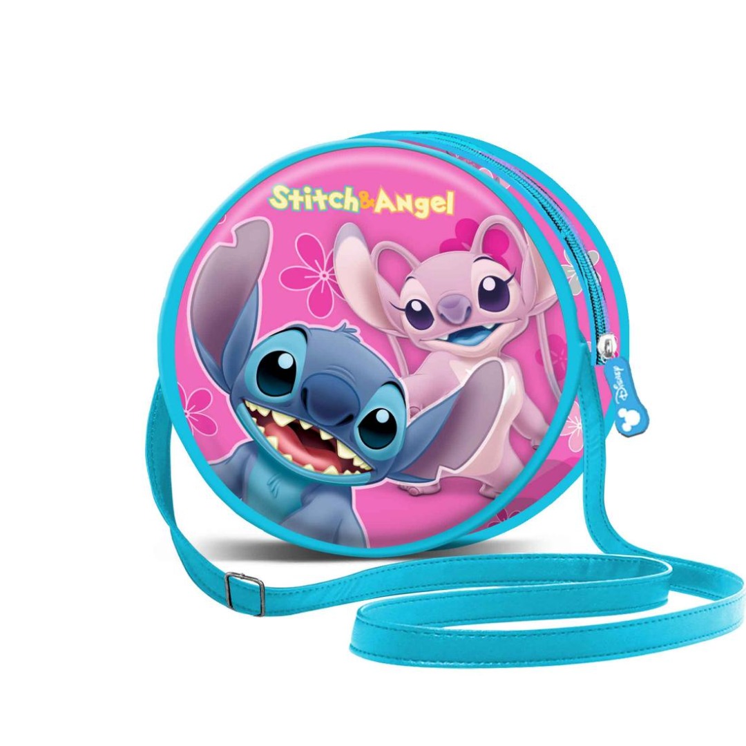 Bolso Bandolera Redondo Disney Stitch y Angel 18.5x18.5x6.5 cm