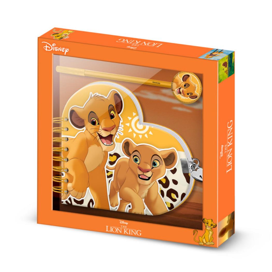 Pack Regalo Diario con Candado en Forma de Corazón más Bolígrafo Disney El Rey León