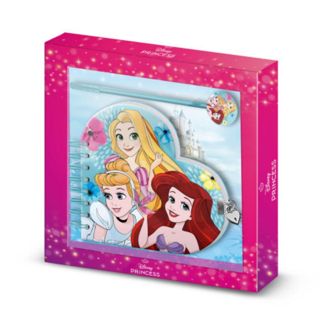 Pack Regalo Diario con Candado en Forma de Corazón más Bolígrafo Disney Princesas Disney