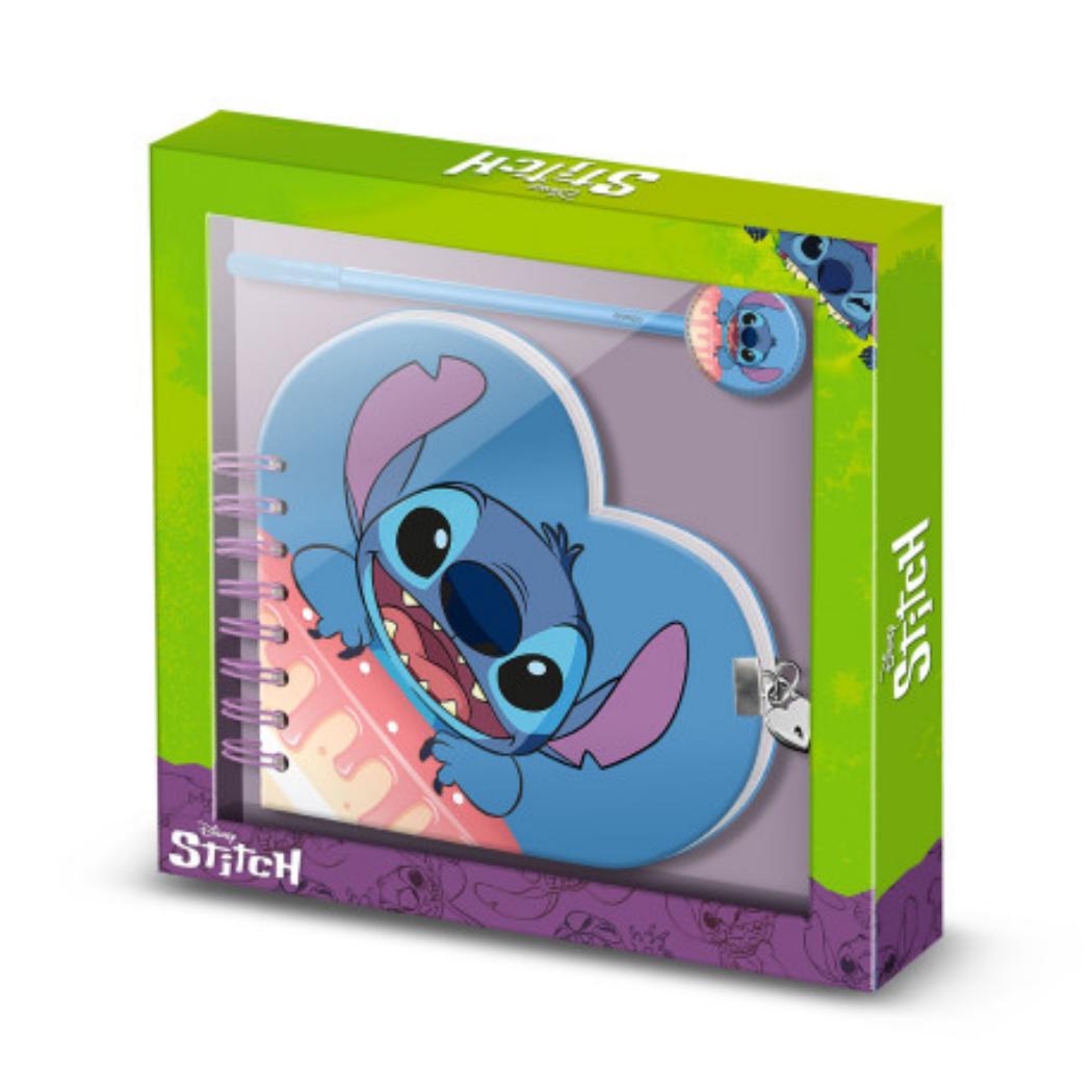 Pack Regalo Diario con Candado en Forma de Corazón más Bolígrafo Disney Stitch Cake