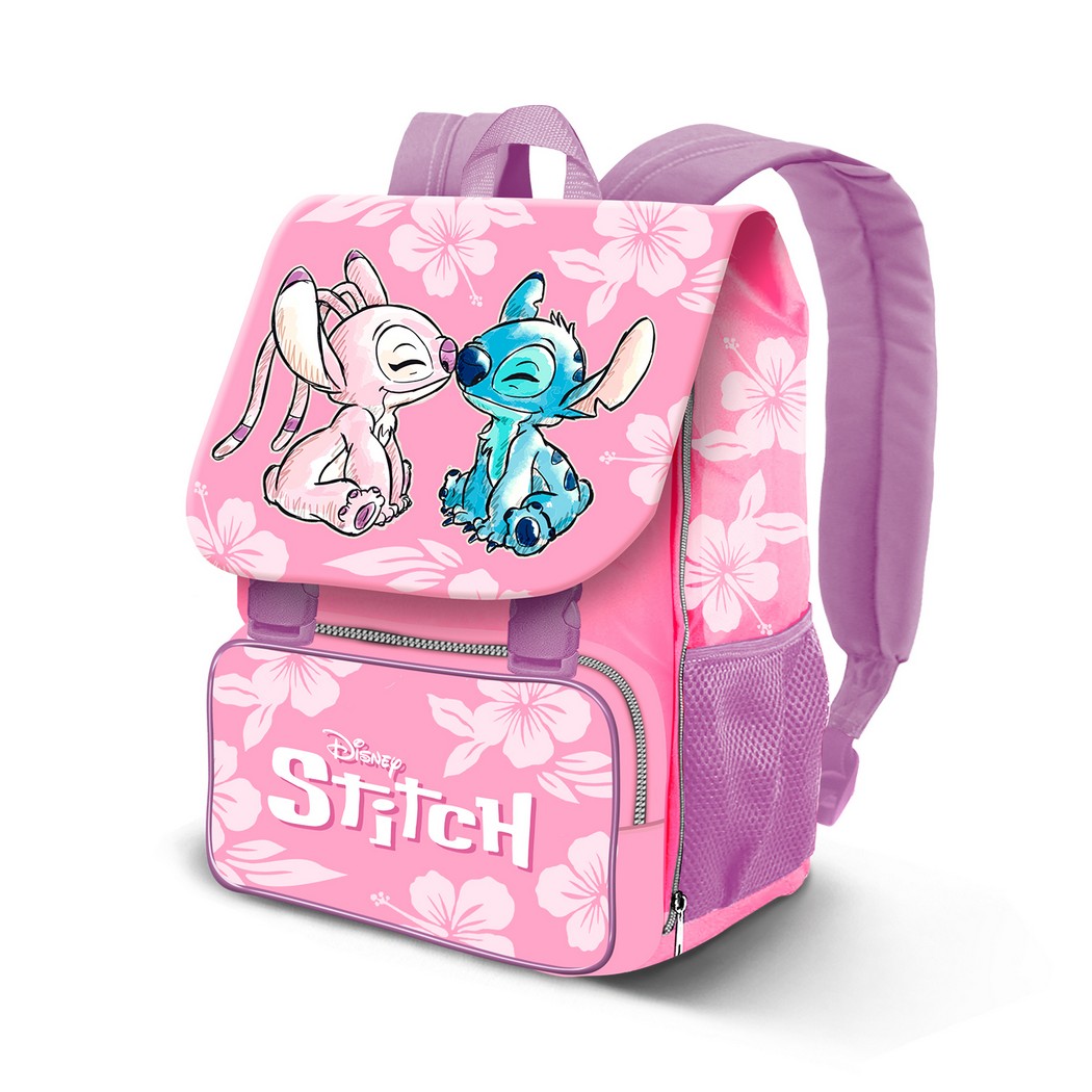Mochila Expandible Disney Stitch y Angel Rosa