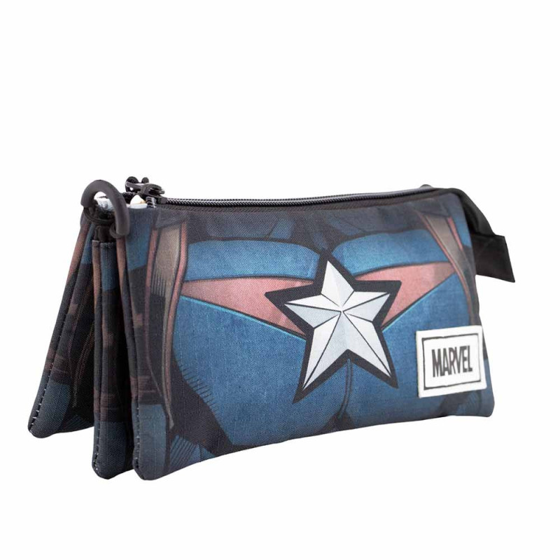 Estuche Portatodo Triple Fan Marvel Capitán América 23x11x7 cm