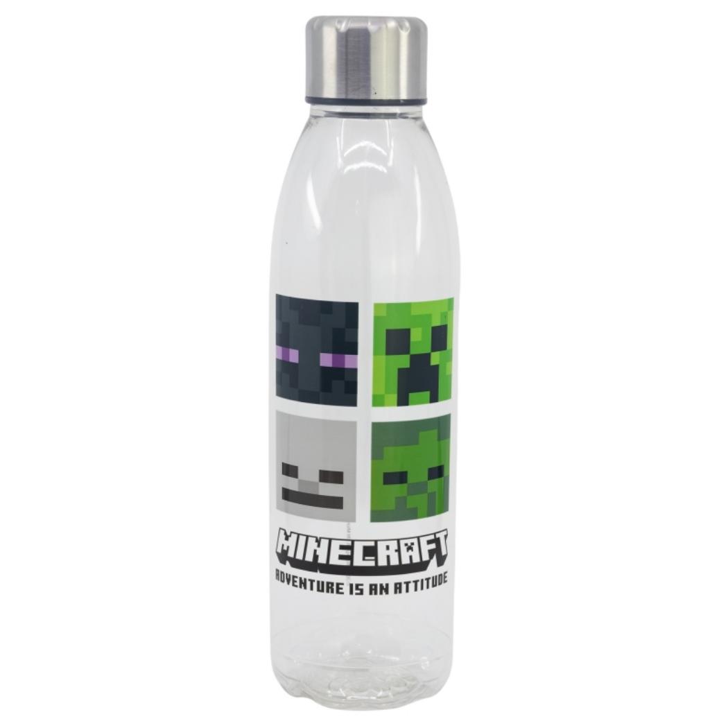 Stor Botella Transparente Aqua Minecraft con Tapón De Seguridad 980ml