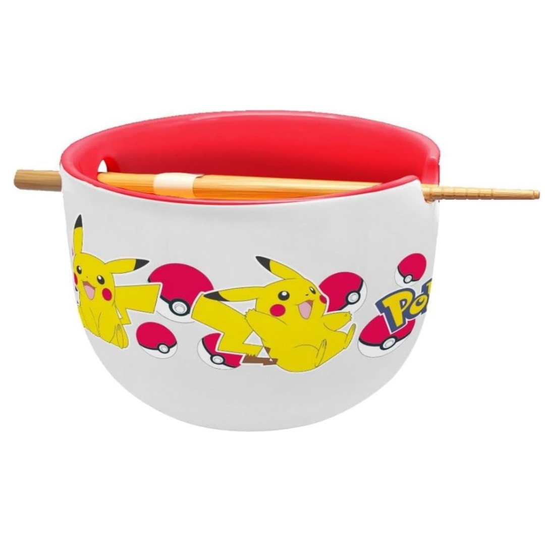 Stor Cuenco Bol para Ramen con Palillos Pokemon Pikachu
