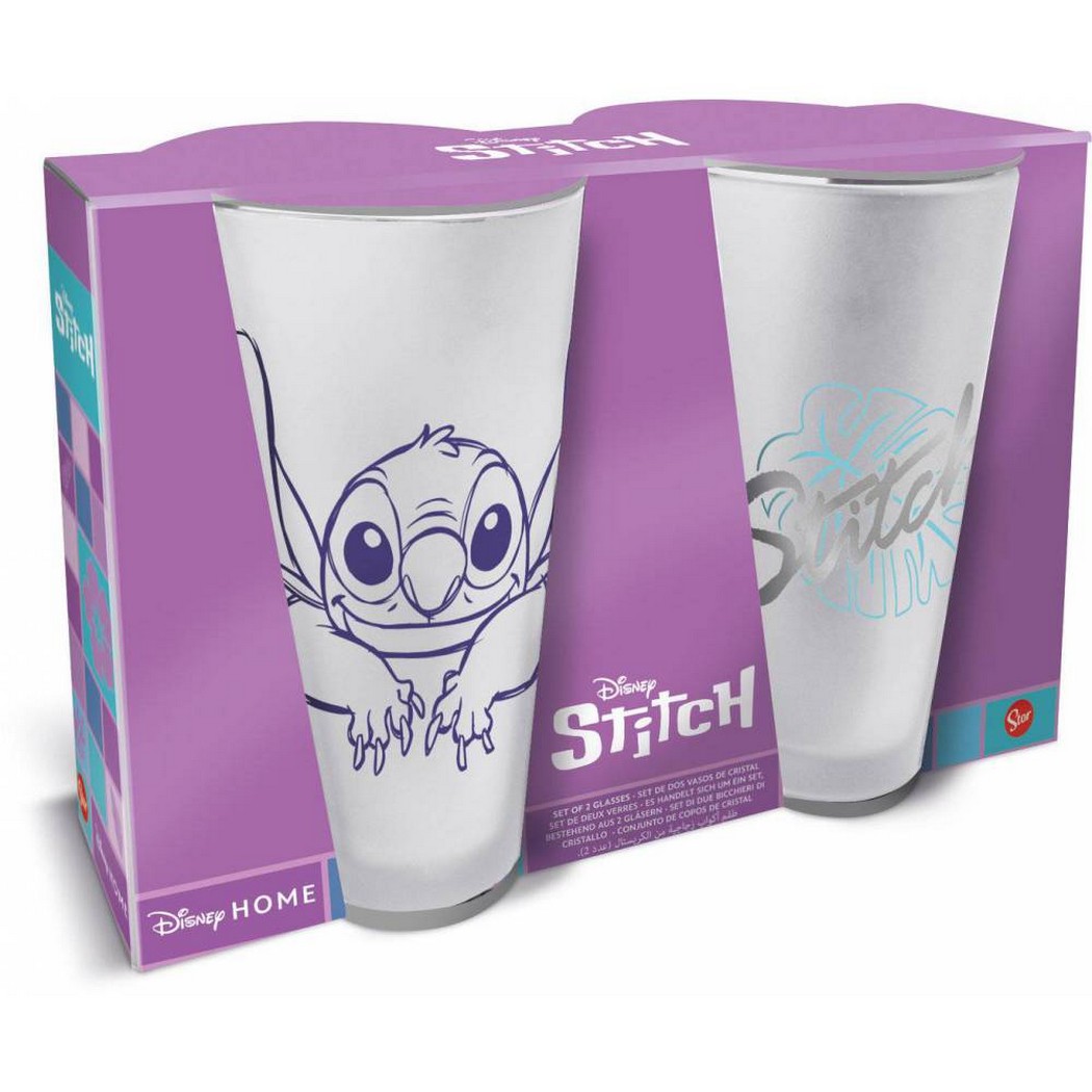 Stor Set de 2 Vasos de Agua Vidrio Stitch de 490ml