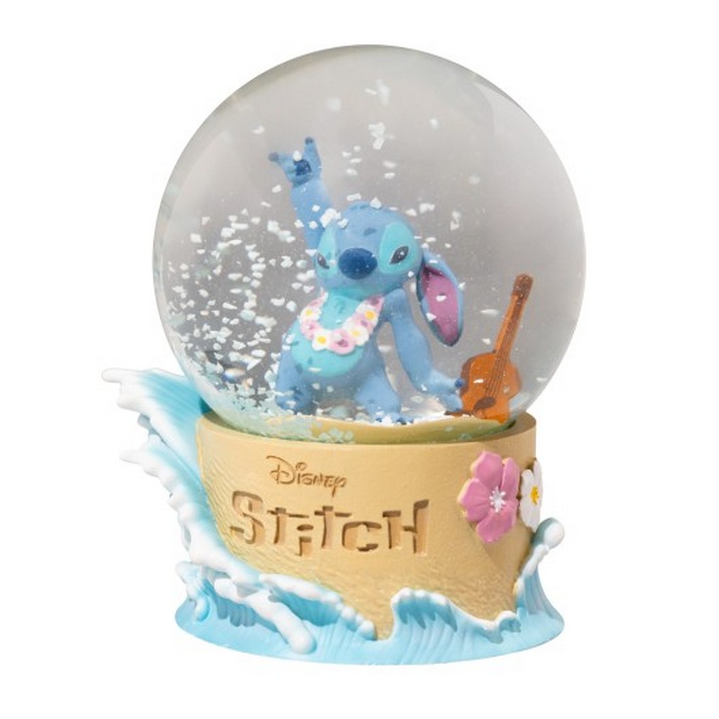 Figura Bola de Nieve Disney Stitch Playa Guitarra 11x9x8cm 1