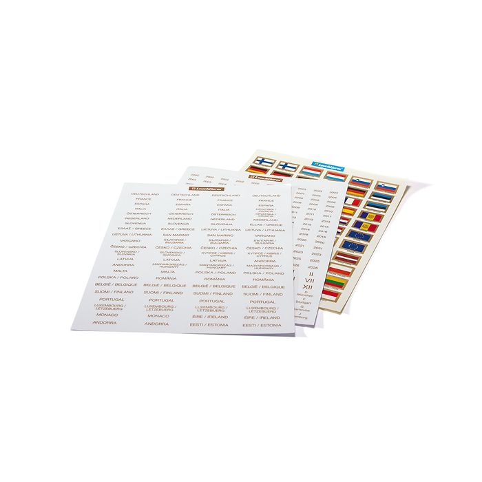 Juego de etiquetas Leuchttrum para monedas de euro, países y banderas 1