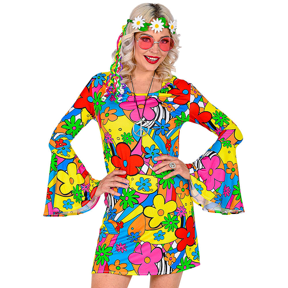 Disfraz de Hippie The 60s Fashion Flower Power Adulto 1
