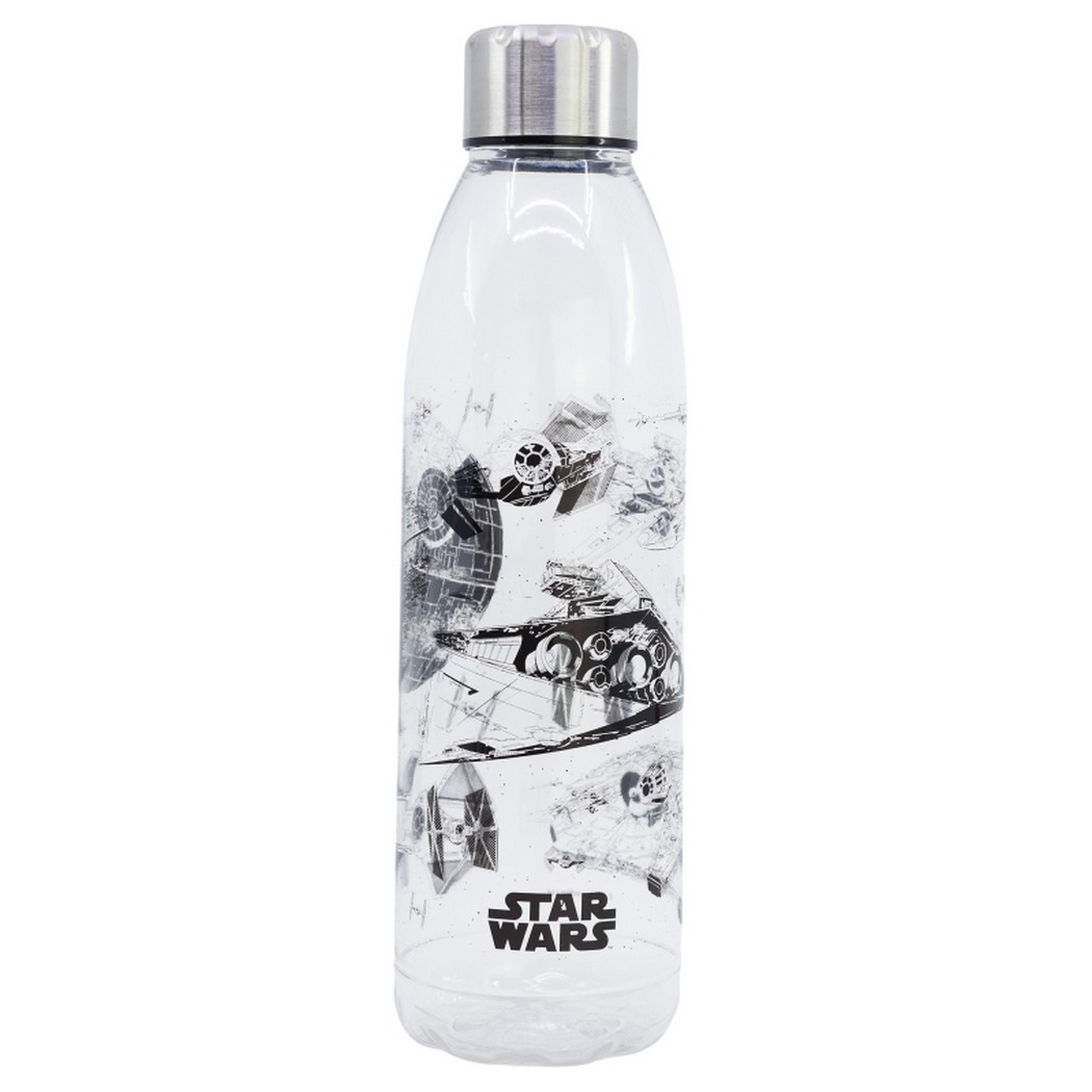 Botella Transparente Aqua Naves Star Wars con Tapón de Seguridad 980 ml