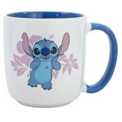 miniatura Taza Mug Cerámica Disney Stitch Azul Flores 380 ml