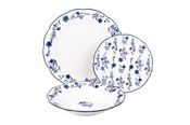 miniatura Cofan Vajilla de porcelana esmaltada - Juego de 18 piezas Diseño floral azul y blanco