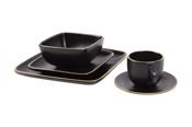 miniatura Vajilla negra de cerámica cuadrada y con borde vintage Juego de 20 piezas 4