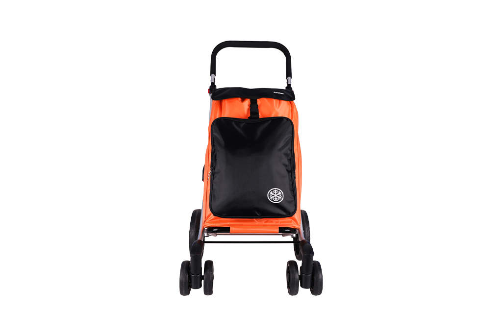 Carro de compra plegable de aluminio y con 6 ruedas Bolsa 53 L Naranja 1