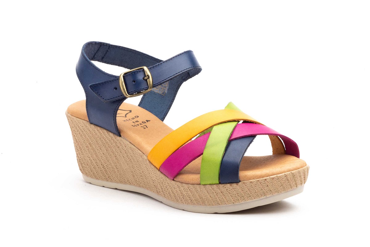 Sandalias de Piel con cuña con un diseño colorido y moderno - Tallas 36 a la 41