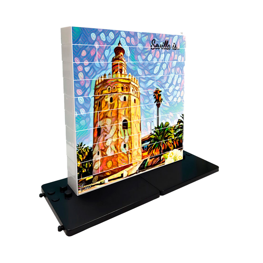 puzle vertical de construcción Torre del Oro 32 piezas