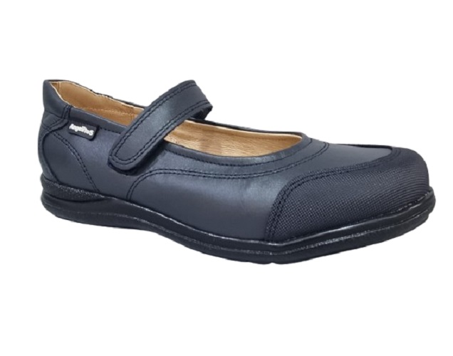 Zapatos Merceditas de Piel Colegiales Puntera Reforzada - Tallas 22 a la 41 Azul marino
