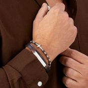 miniatura Pulsera hombre Ome acero y piel 2