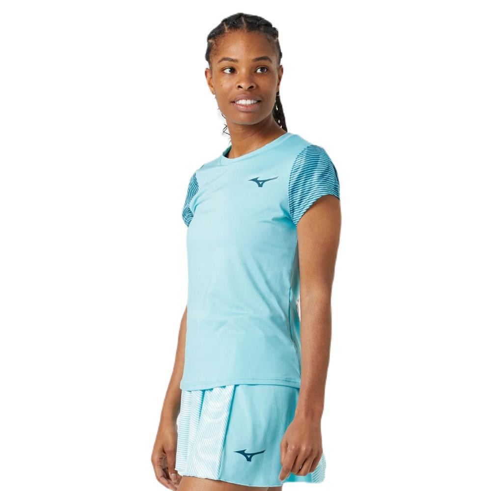 Imagen CAMISETA MIZUNO TENNIS CHARGE PRINTED WOS AZUL GLOW PADEL TENIS T SHIRT 62GAB201-19