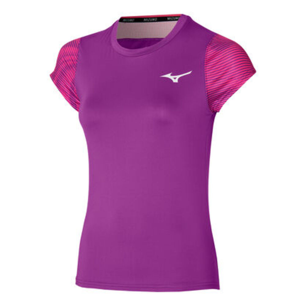Imagen CAMISETA MIZUNO TENNIS CHARGE PRINTED WOS PURPURA MAGIC PADEL TENIS T SHIRT 62GAB201-67