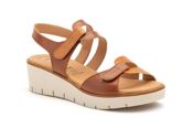 miniatura Sandalias Mujer Piel Cuero Marrón Velcro
