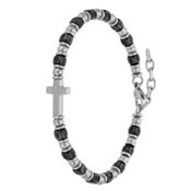 miniatura Pulsera hombre Omo acero negro y cruz 1
