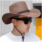 miniatura Sombrero Cowboy Western Gorro Vaquero Unisex cinta trenzada Marrón 58-59cm 4
