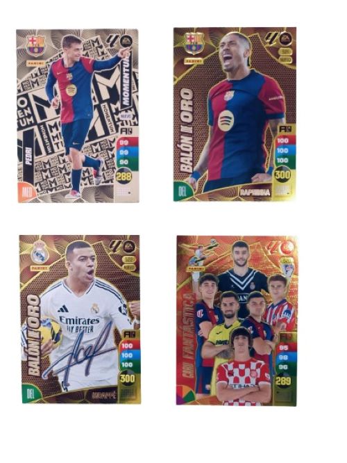 Lote Actualización Balones de Oro, Momentum y Card Fantástica Adrenalyn 2024 2025 Panini