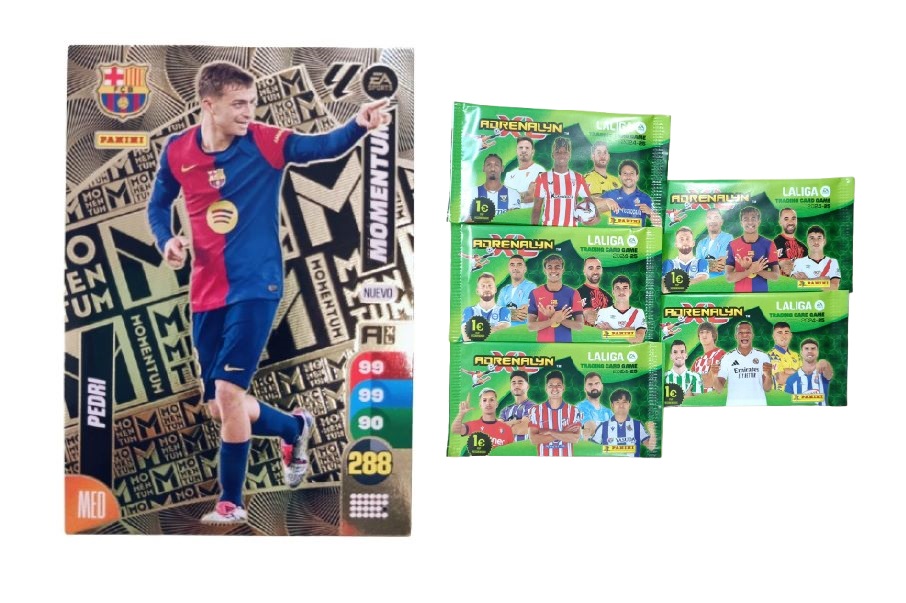 Lote Pedri Nuevo Momentum + 5 sobres básicos de Actualización Adrenalyn XL 2024 2025 24 25 Panini