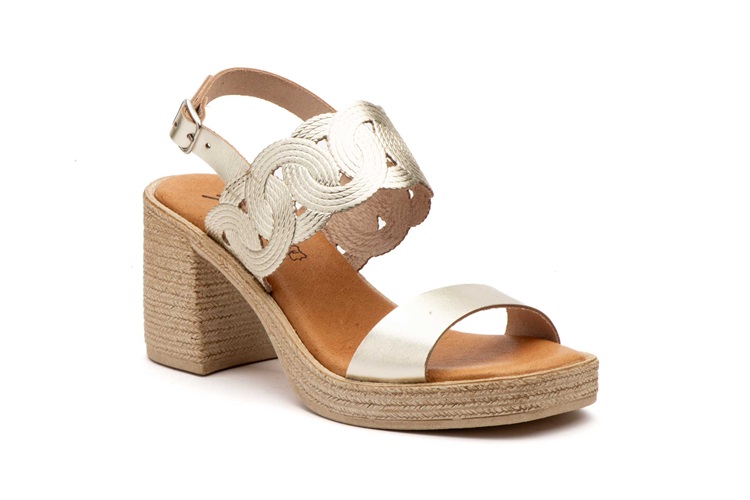 Sandalias Mujer Piel Platino Tacón Alto
