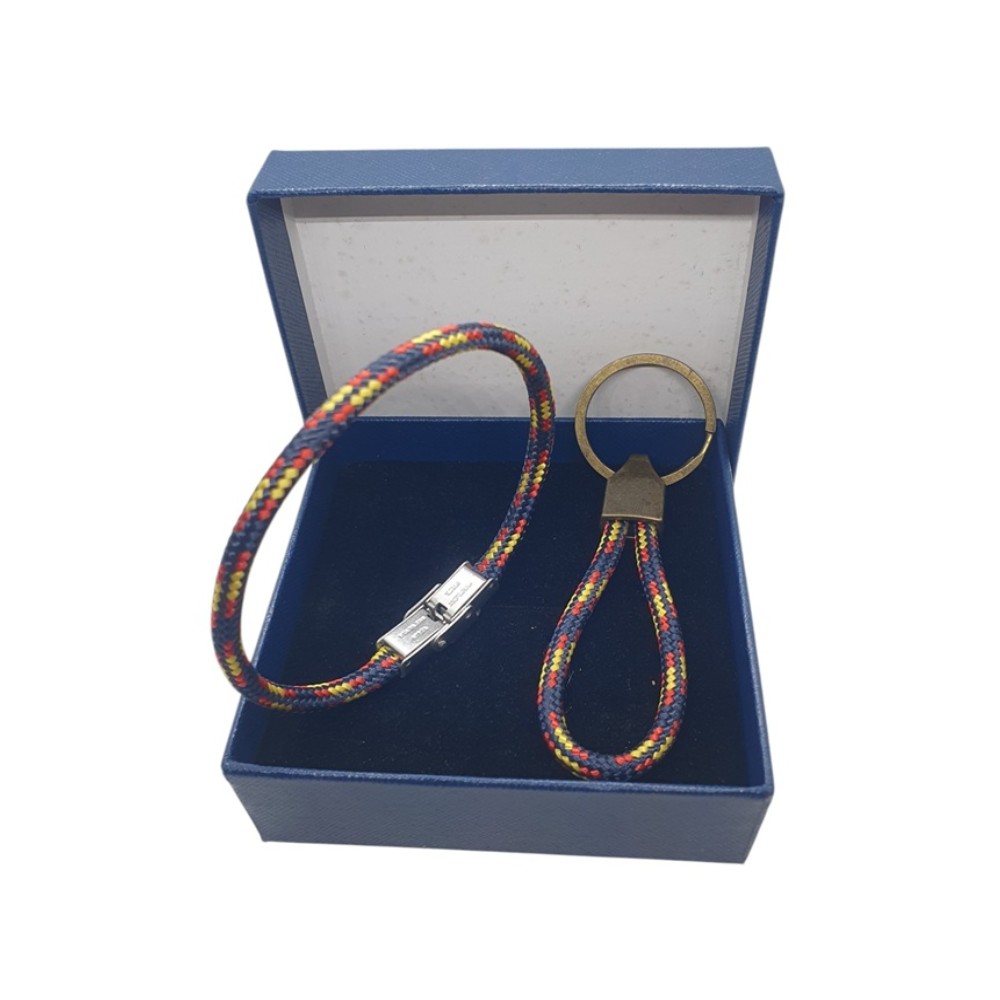Dúo pulsera y llavero cordón cabo náutico 4mm azul España 1