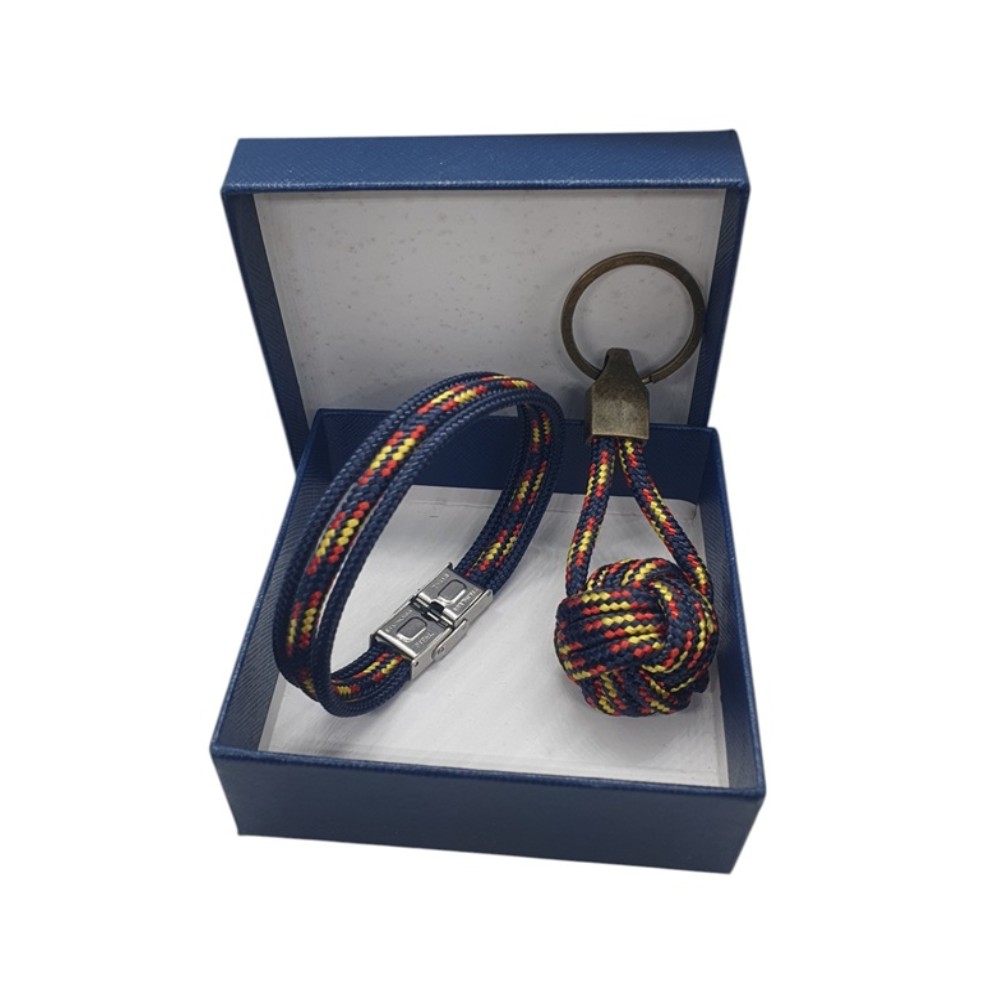 Dúo pulsera y llavero bola náutico 4mm azul España 1