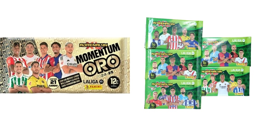 Sobre Momentum Oro + 5 sobres básicos de Adrenalyn XL 2024 2025 Panini