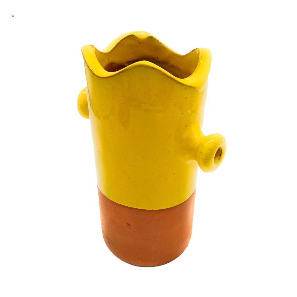 Botellero enfriador de barro y cerámica amarillo - 23 x 12 cm