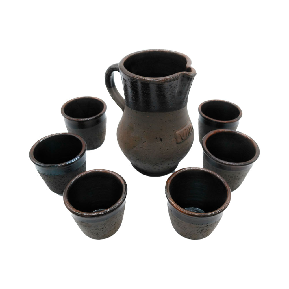 Juego de vino con vasos, esmaltado