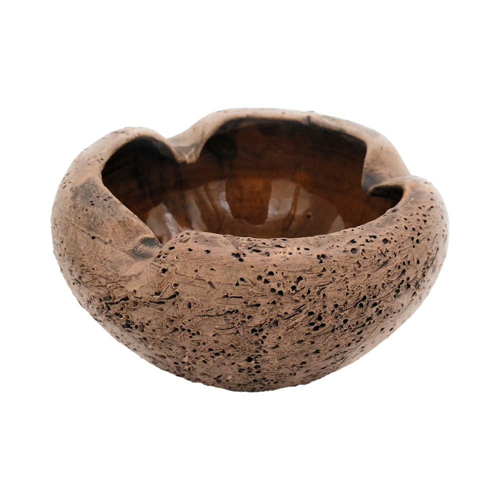 Cenicero de barro para jardín, esmaltado, rústico y hecho a mano