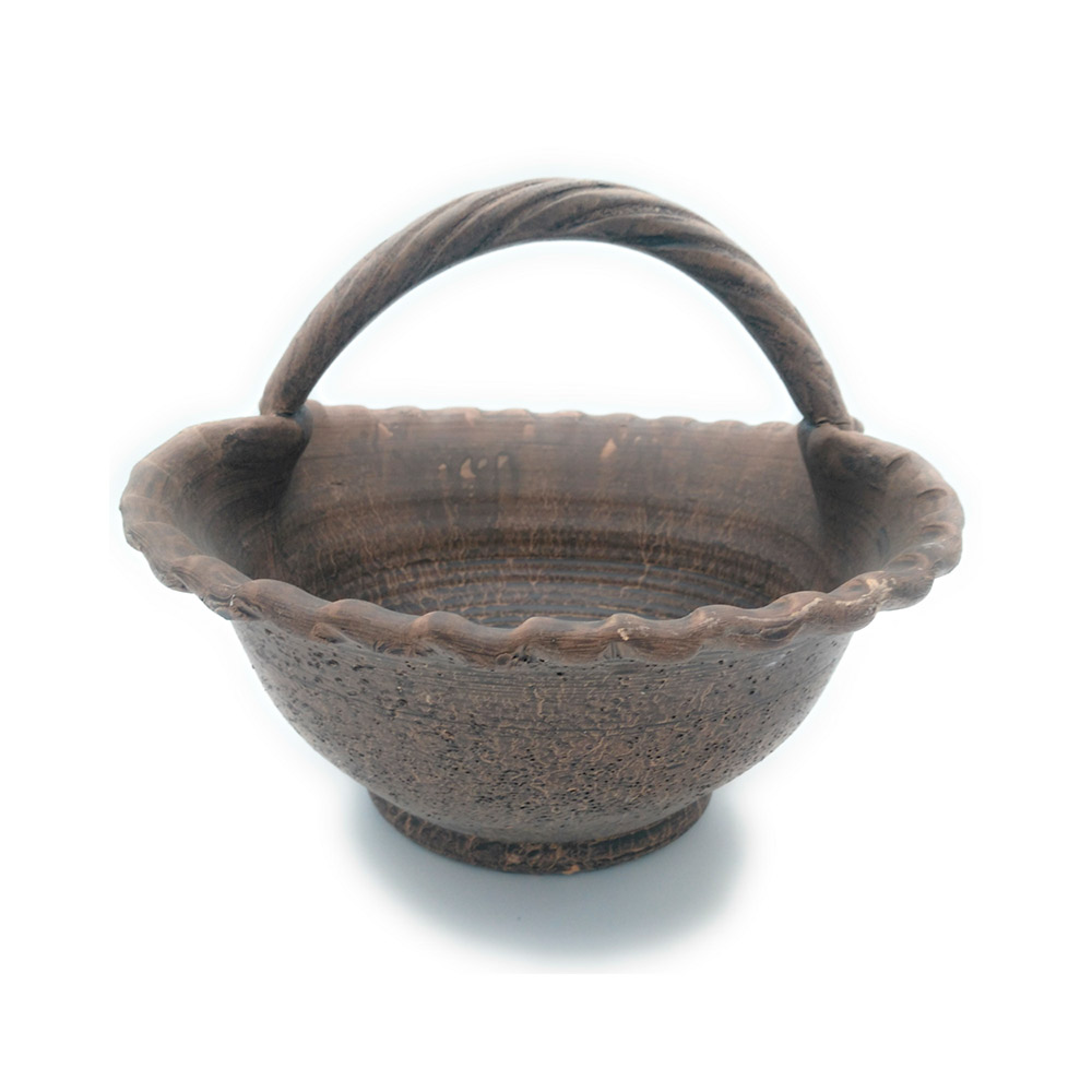 Maceta cesta de barro rustica