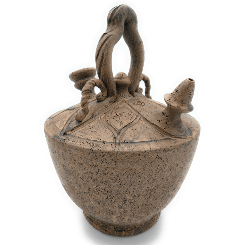 Botijo de barro artesanal rústico - 30 cm x 24 cm