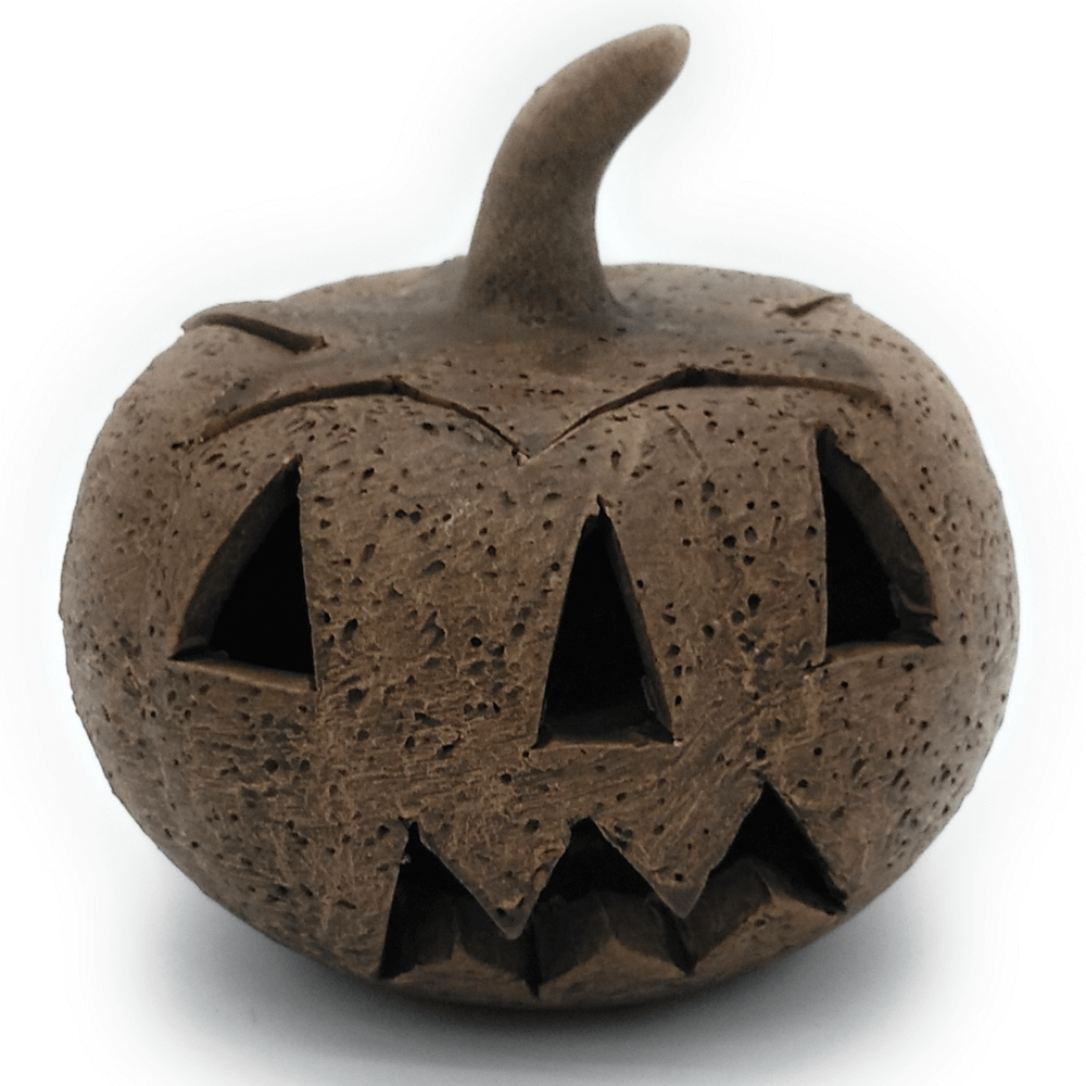 Calabaza vela Halloween barro rústica 12 cm x 12 cm / 22 cm x 20 cm