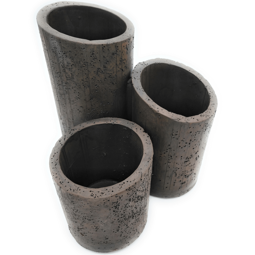 Maceta 3 tubos de barro rústica exterior e interior - 25x25cm