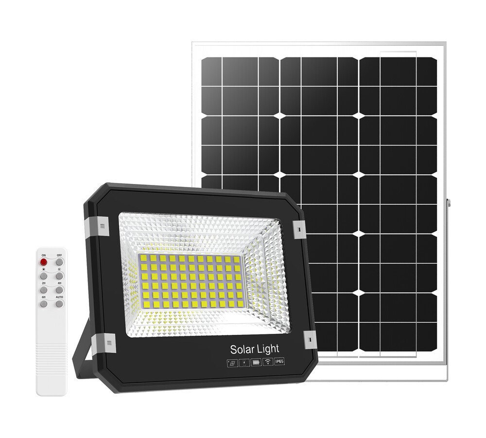 Foco solar 800 lumens con panel y mando a distancia - Exterior