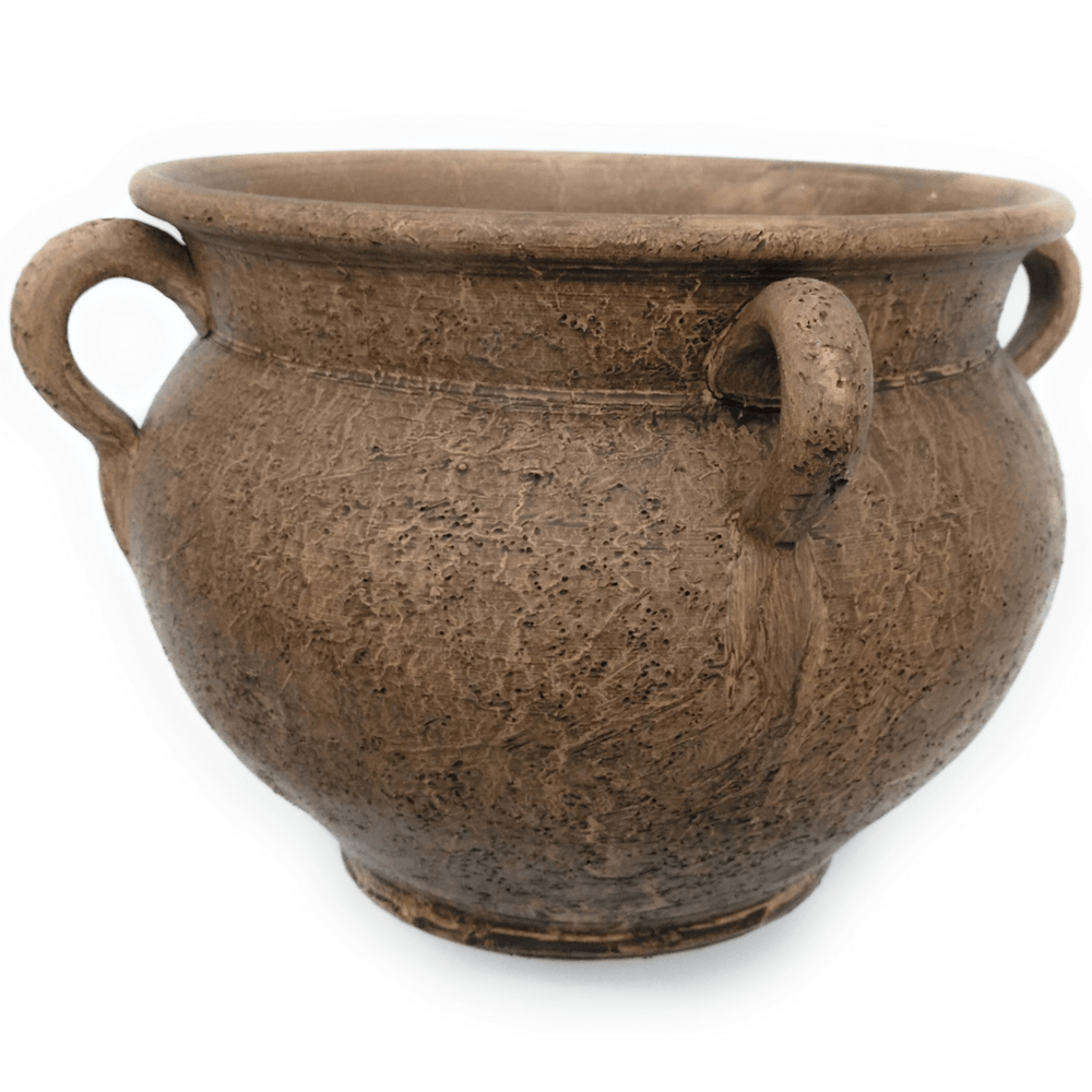 Maceta de barro rústica 4 asas exterior e interior - 23x26cm