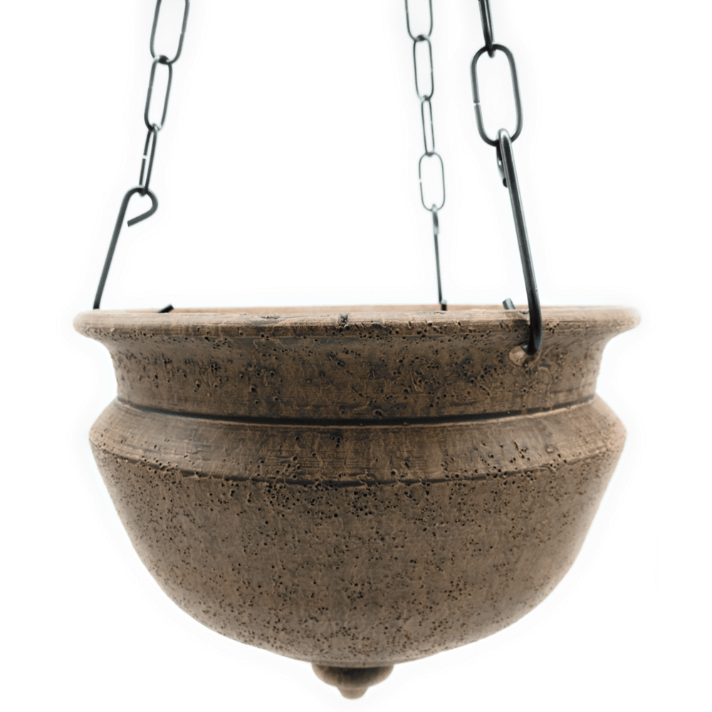 Maceta jardinera colgante de barro rustico con cadena 20 x 15cm / 28 x 20cm
