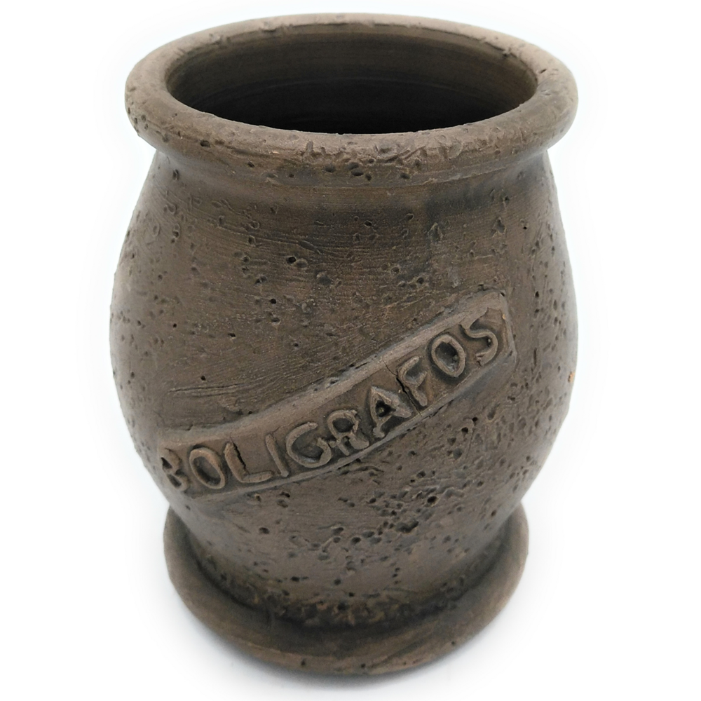 Vaso de bolígrafos de barro rústico 10cm x 8cm