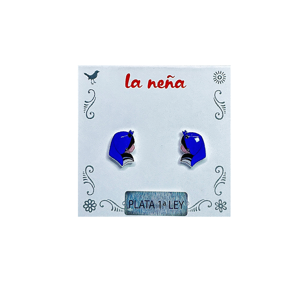 La Neña pendientes azules de presión