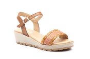 miniatura Sandalias de piel color camel con detalles tejidos y plataforma cómoda - Tallas 35 a la 41