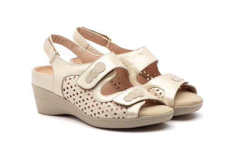 Sandalias Mujer Piel Beige Plantilla Extraíble Tallas 36 a la 41